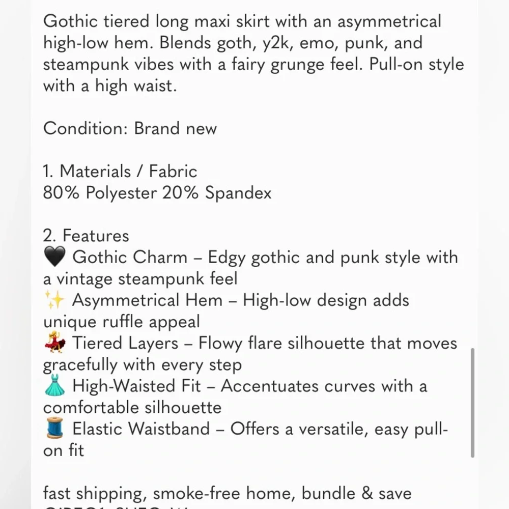 Gothic Tiered Maxi Skirt Asymmetrical High Waist Y2K Punk Grunge